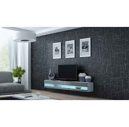 VIGO NEW 180 TV-szekrény, fehér / szürke fényes VIGO NEW 180 TV-szekrény, fehér / szürke fényes