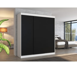 Tolóajtós szekrény MEGAN 200 Fehér+Fekete