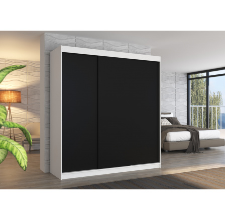 Tolóajtós szekrény MEGAN 200 Fehér+Fekete