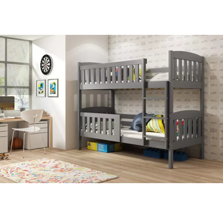 KUBUŚ PIĘTROWE RAMA GRAFIT BEZ SZUFLADY BEZ MATERACY 90 X 200 KPL