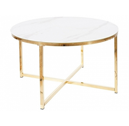 SALMA konferencia asztal, fehér márványhatás/arany