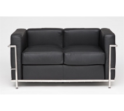 Kétszemélyes kanapé Kubik fekete bőr TP