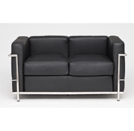 Kétszemélyes kanapé Kubik fekete bőr TP