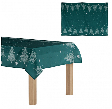 Asztalterítő - fenyőfa mintával, 100% poliészter, 130 x 160 cm, zöld Asztalterítő - fenyőfa mintával, 100% poliészter, 130 x 160 cm, zöld