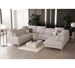 NAROŻNIK TAPICEROWANY MALIBU MAX I 260x350x220 CM - Odcienie beżu , Strona lewa