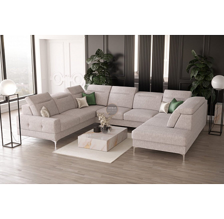 NAROŻNIK TAPICEROWANY MALIBU MAX I 260x350x220 CM - Odcienie beżu , Strona lewa