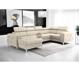 NAROŻNIK ORION MAX III Z FUNKCJĄ SPANIA 165x320x185 CM - Odcienie beżu , prawa