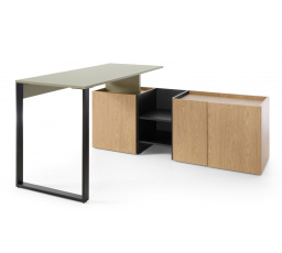 SERGIO SE 8 L/P íróasztal, Eukaliptusz/Baltic Dune Tölgy/Fekete Onyx