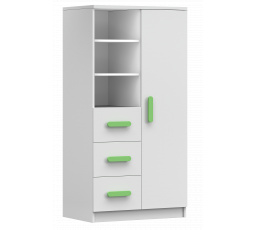 Polc 80 3S1D SMYK I - 05, Fehér Matt/Zöld