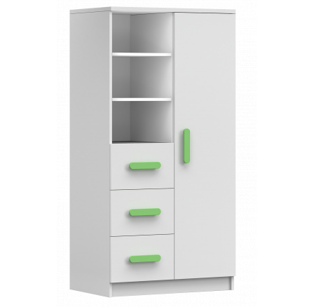 Polc 80 3S1D SMYK I - 05, Fehér Matt/Zöld