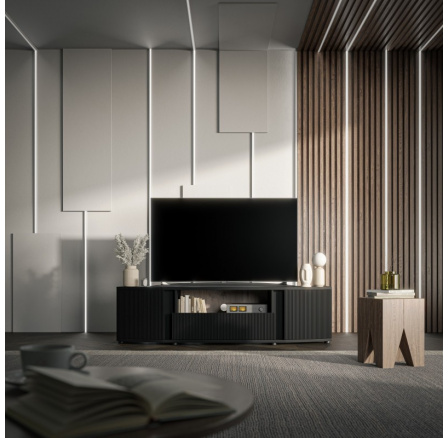 TV komód MICHELLE RTV, fekete/ viking tölgy