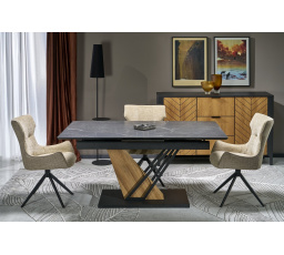 VOLANT étkezőasztal 140, fekete márvány hatás/arany tölgy/fekete