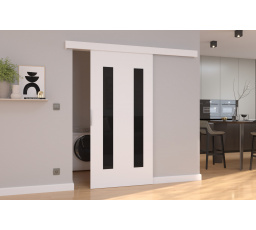 HERS 106 fehér+fekete Lacobel falra szerelhető tolóajtó