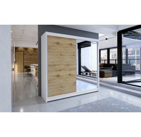 Šatní skříň TAISA I 180, Bílá/ Dub artisan