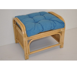 Ratanová taburetka Ear medová polstr tyrkysový melír