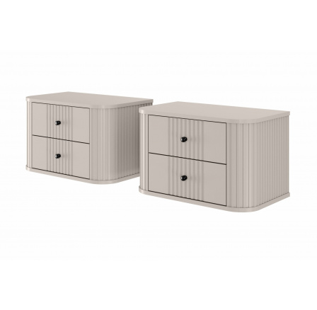 Zestaw szafek nocnych wiszących Vesper 56 cm - kaszmir / czarne uchwyty