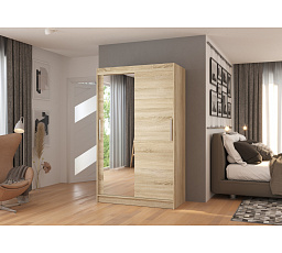 Tolóajtós szekrény tükörrel BARIO 120 Sonoma+Sonoma