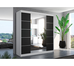 Tolóajtós szekrény tükörrel DALMATIA 200 Fehér+Fekete