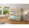 Háromszemélyes emeletes ágy matracokkal KARLO Pine+Gray