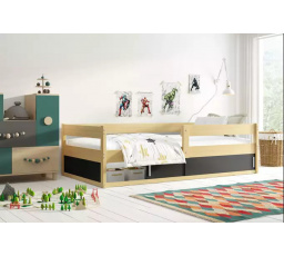 Łóżko pojedyncze dla dzieci Hugo, w kolorze sosnowym, z materacem 80 x 160