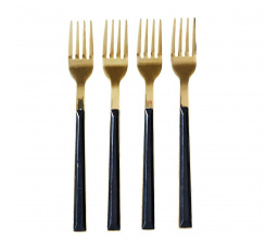 Charlotte desszertvilla készlet, 4 darab, arany/fekete