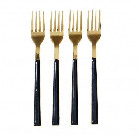 Charlotte desszertvilla készlet, 4 darab, arany/fekete