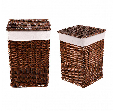 Koš prádelní - proutěný, s víkem, přírodní, cena za sadu 2 ks