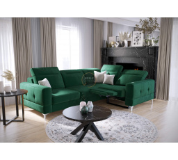 NAROŻNIK MALIBU RELAX Z FUNKCJĄ SPANIA 185x250 CM - prawa , Odcienie zieleni