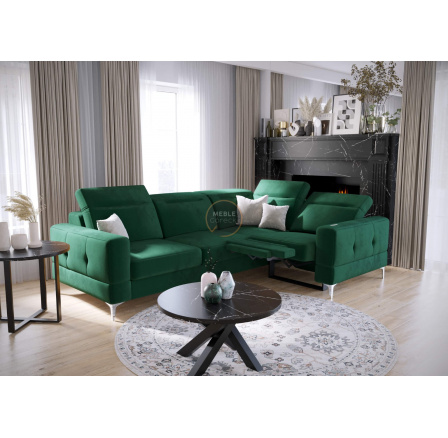 NAROŻNIK MALIBU RELAX Z FUNKCJĄ SPANIA 185x250 CM - prawa , Odcienie zieleni