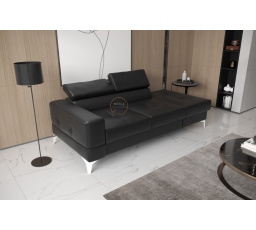 SOFA TOSCANIA II SZEZLONG 205 CM SKÓRA NATURALNA - Skóra czarna , Szezlong po prawej - prawa strona