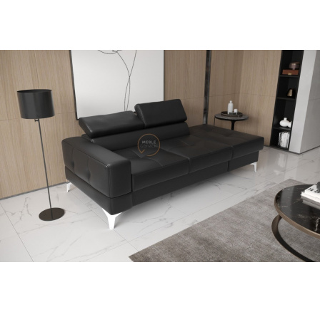 SOFA TOSCANIA II SZEZLONG 205 CM SKÓRA NATURALNA - Skóra czarna , Szezlong po prawej - prawa strona