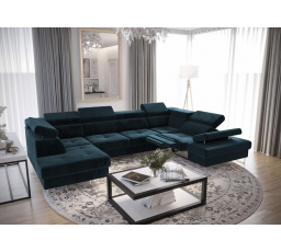 NAROŻNIK GALAXY MAX II RELAX Z FUNKCJĄ SPANIA 215x350x170 - Odcienie granatu , prawa