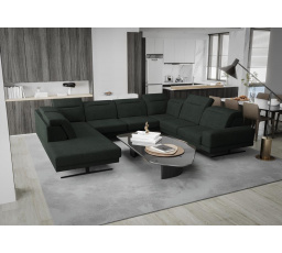 NAROŻNIK FIORE MAX I 220x350x265 CM - Odcienie ciemnej zieleni , prawa