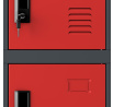 Zárható fém öltözőszekrény talapzaton KAROL, 900 x 1850 x 400 mm, antracit-vörös