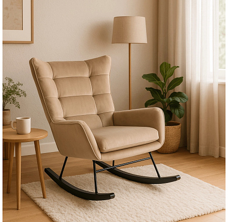 Fotel Bujany JACKSON Beżowy Welurowy