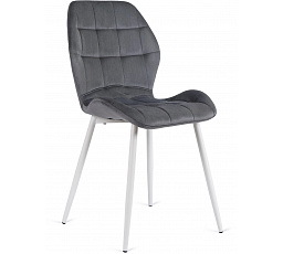 Krzesło LUCKY Szare z Białymi Nogami Welurowe