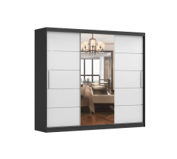 ALBA ruhásszekrény tükörrel, Fekete/Fehér