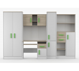 MACIUS gyerekszoba, Fehér Matt/Sonoma Tölgy/Zöld