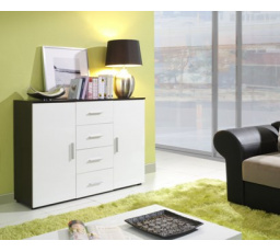 UNI komód, wenge/fehér fényes