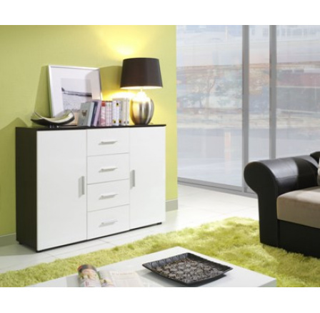 UNI komód, wenge/fehér fényes