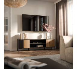 TV komód MERCI 180 EF, fekete/artisan