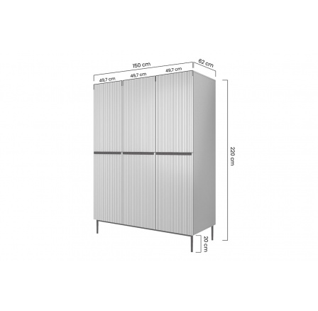 Skříň Nicole 150 cm - šalvěj MDF / zlaté nožky