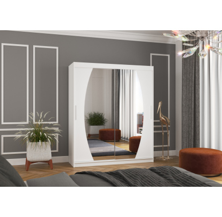 Tolóajtós szekrény tükörrel BALTIMORE 180 Fehér+Fehér