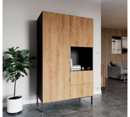 Lanzzi 120 Szafa Czarny Mat/Dąb Artisan Czarny Mat, Dąb Artisan 120x200