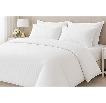 Hotelové povlečení 140x200, 70x90cm Atlas gradl  Bílý - česaný 145g/m2, proužek 2cm hotelový uzávěr