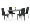 Jídelní set s 4 židlemi, 130x70x76cm mramor, ASE-1003 BK2