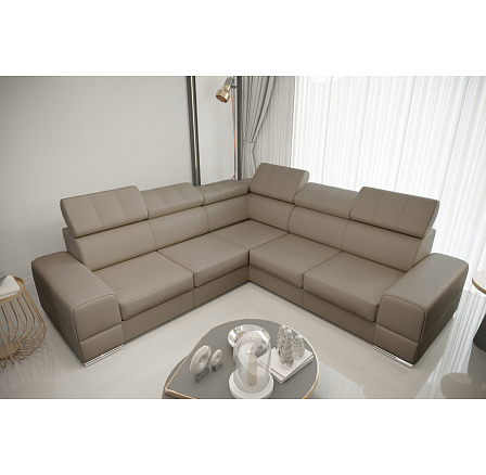 NAROŻNIK ROYAL MAX 286x286 CM SKÓRA NATURALNA BEŻOWO-SZARA - SZYBKA WYSYŁKA