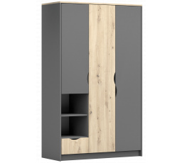1S3D Gardróbszekrény - JOY II 19, Szürke/Dub Artisan