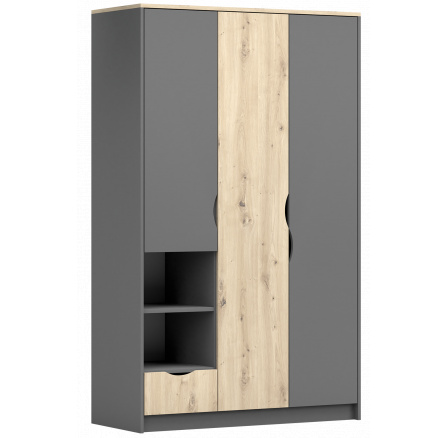 1S3D Gardróbszekrény - JOY II 19, Szürke/Dub Artisan