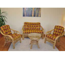 Ratanová sedací souprava Rio De Janeiro medová polstry okrová kostka